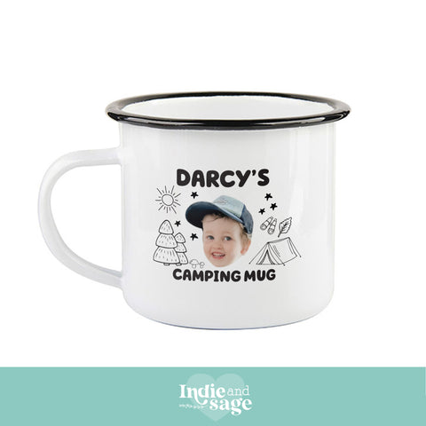 Personalised Kids Camping Mug - Kids Enamel Photo Mug