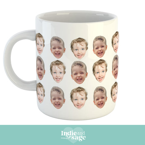 Custom Face Photo Collage Mug, add up to four photos!