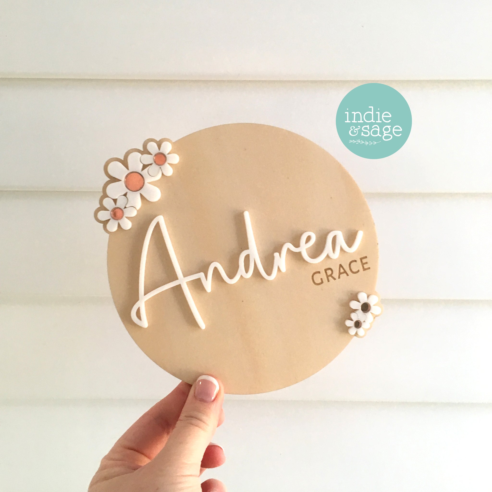 New Baby Name Announcement Plaque | Baby Girl Floral Name Sign