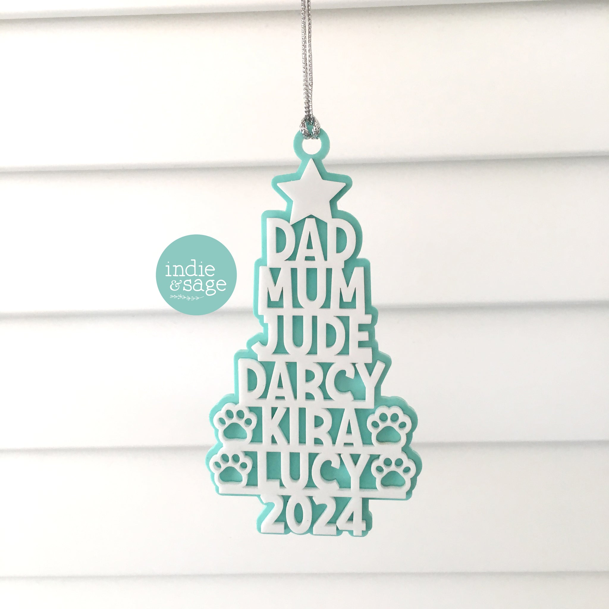 Personalised Family Christmas Tree Decoration (Two Tone Design)