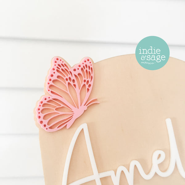 Birth Announcement Plaque - Delicate Butterfly Design / Butterfly Name Announcement Sign