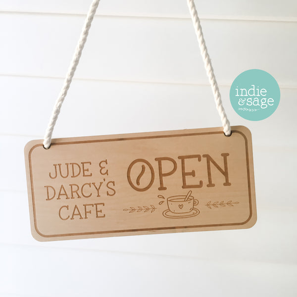 Personalised Kids Cafe Open & Closed Sign (double sided)