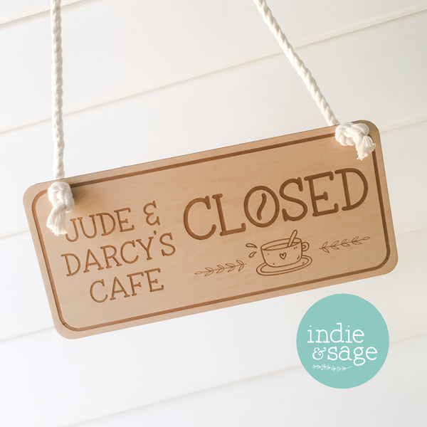 Personalised Kids Cafe Open & Closed Sign (double sided)