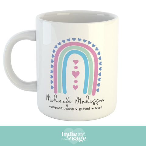 Personalised Midwife Mug, Compassionate Gifted and Wise (Midwife Gifts, Gift for Midwife, Personalised Midwife Gift)