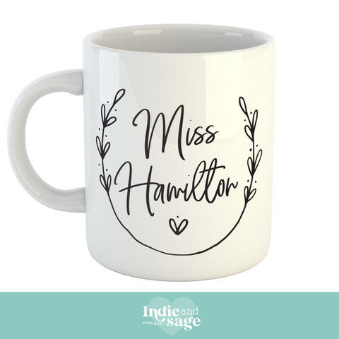 Personalised Teacher Name Mug, Add Your Message To The Back Side (Personalised Teacher Gift Ideas, Teacher Coffee Mug)