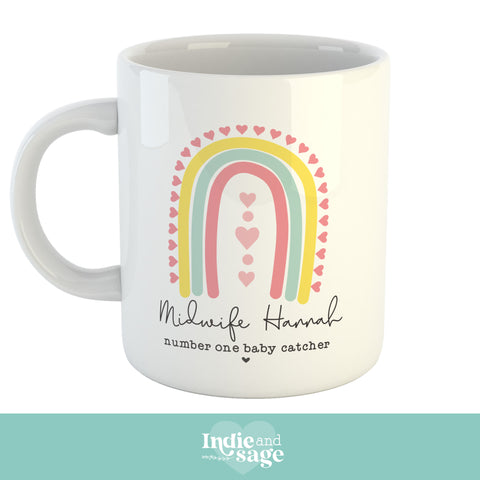 Personalised Midwife Mug, Number One Baby Catcher (Midwife Gifts, Gift for Midwife, Personalised Midwife Gift, Midwife Thank You Gift)