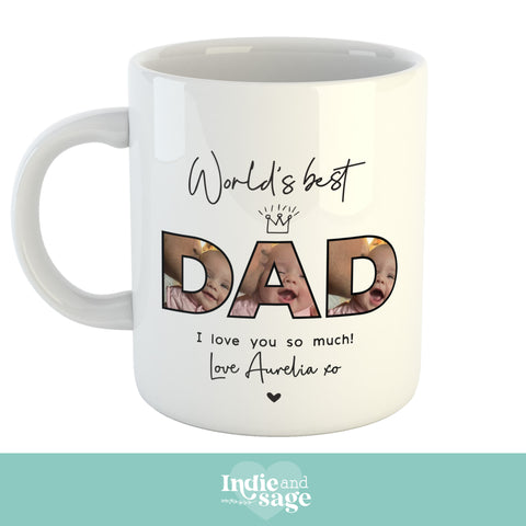 Personalised Mug - Worlds Best Dad Mug (Change Dad to any other name and add your message)