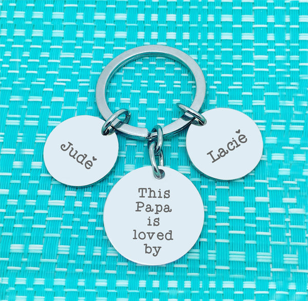 This Daddy Is Loved By Multi Pendant Personalised Keyring (Dedicate to another person of your choosing)