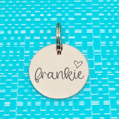 Rose Gold Personalised Dog Tag, Frankie Heart Design (Personalised Dog Tag / Personalised Cat Tag)