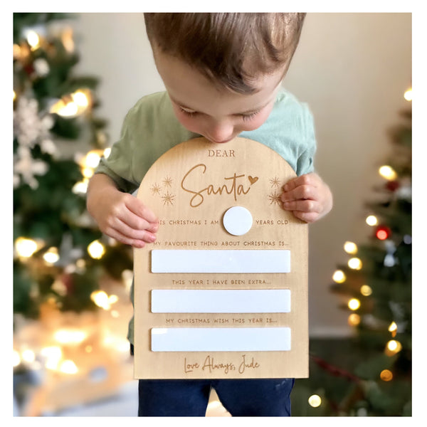 Personalised Dear Santa Board, Dear Santa Plaque, Dear Santa Christmas Wish List, Personalised Letter to Santa Laser Engraved Board, Gifts